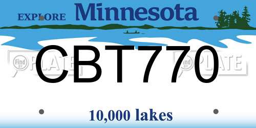 CBT770 Minnesota License Plate