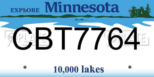 CBT7764 Minnesota License Plate