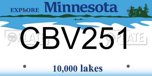 CBV251 Minnesota License Plate