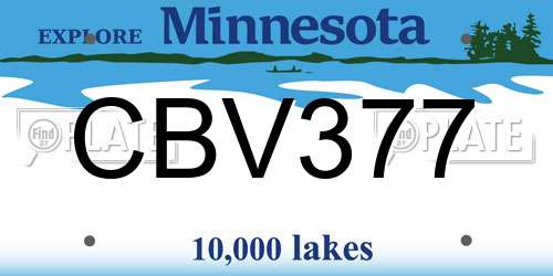 CBV377 Minnesota License Plate