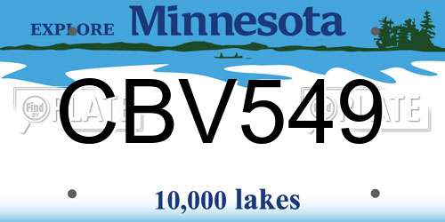 CBV549 Minnesota License Plate
