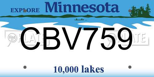 CBV759 Minnesota License Plate