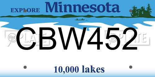 CBW452 Minnesota License Plate