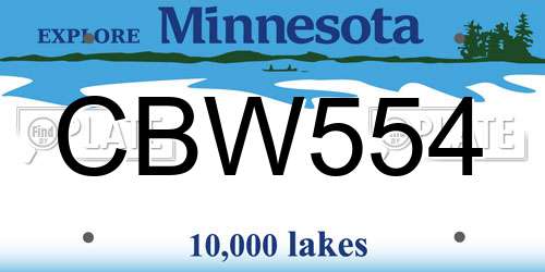 CBW554 Minnesota License Plate