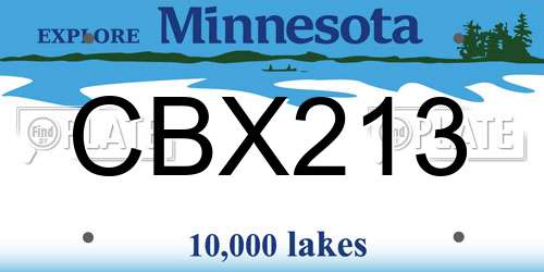 CBX213 Minnesota License Plate