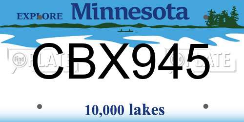 CBX945 Minnesota License Plate