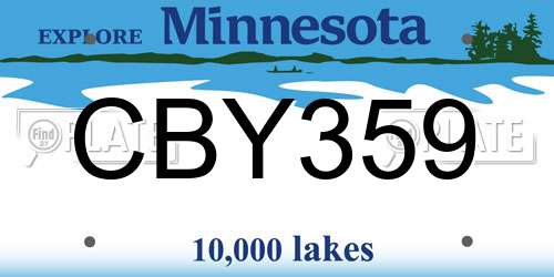 CBY359 Minnesota License Plate