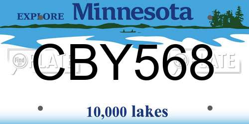 CBY568 Minnesota License Plate