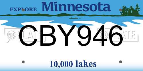 CBY946 Minnesota License Plate