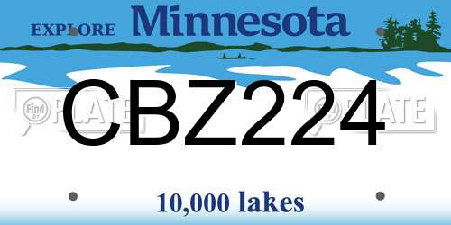 CBZ224 Minnesota License Plate