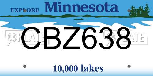 CBZ638 Minnesota License Plate