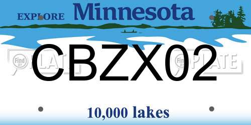 CBZX02 Minnesota License Plate