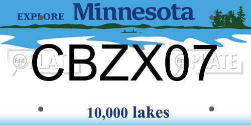CBZX07 Minnesota License Plate