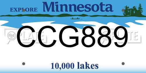 CCG889 Minnesota License Plate