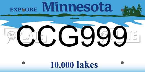 CCG999 Minnesota License Plate