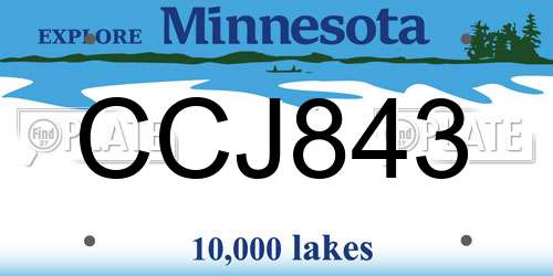 CCJ843 Minnesota License Plate