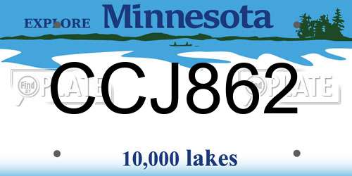 CCJ862 Minnesota License Plate