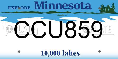 CCU859 Minnesota License Plate