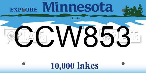 CCW853 Minnesota License Plate