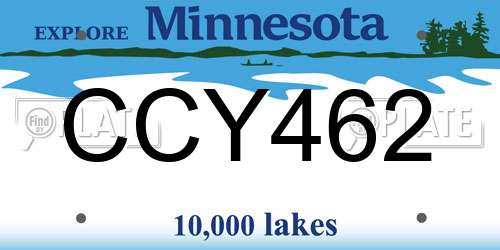 CCY462 Minnesota License Plate
