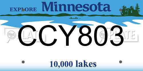 CCY803 Minnesota License Plate