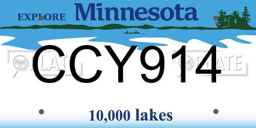 CCY914 Minnesota License Plate