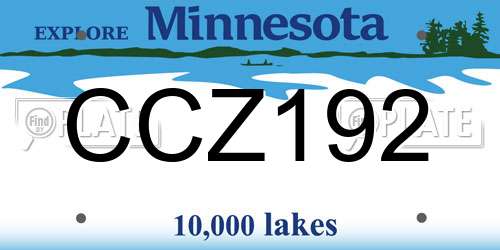 CCZ192 Minnesota License Plate