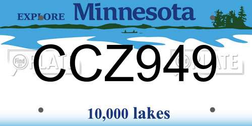 CCZ949 Minnesota License Plate