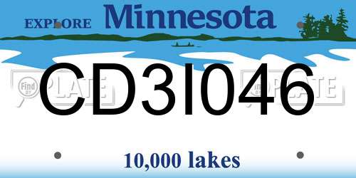 CD3I046 Minnesota License Plate