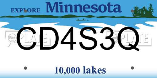 CD4S3Q Minnesota License Plate