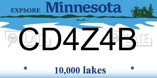 CD4Z4B Minnesota License Plate