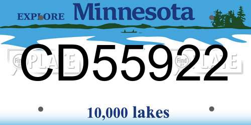 CD55922 Minnesota License Plate