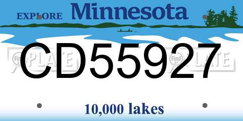 CD55927 Minnesota License Plate