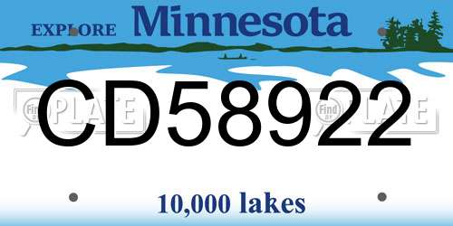 CD58922 Minnesota License Plate