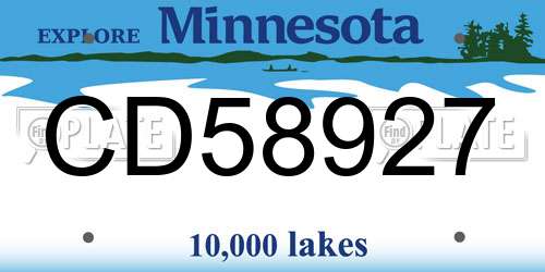 CD58927 Minnesota License Plate