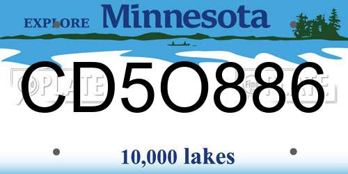 CD5O886 Minnesota License Plate