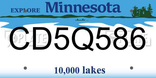 CD5Q586 Minnesota License Plate