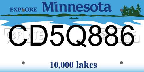 CD5Q886 Minnesota License Plate