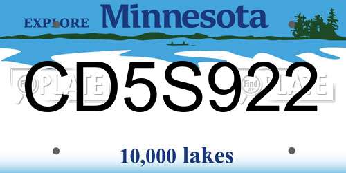 CD5S922 Minnesota License Plate
