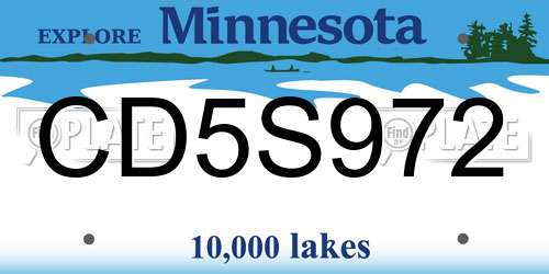 CD5S972 Minnesota License Plate