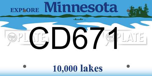 CD671 Minnesota License Plate