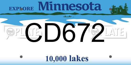 CD672 Minnesota License Plate