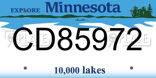 CD85972 Minnesota License Plate