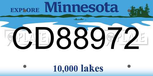CD88972 Minnesota License Plate