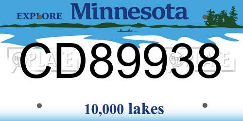 CD89938 Minnesota License Plate