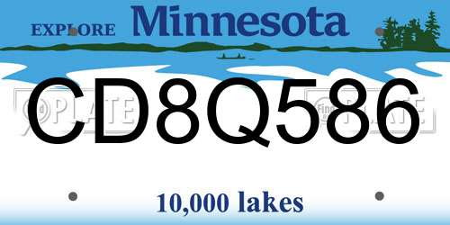 CD8Q586 Minnesota License Plate