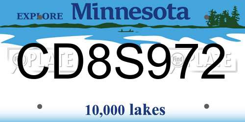 CD8S972 Minnesota License Plate