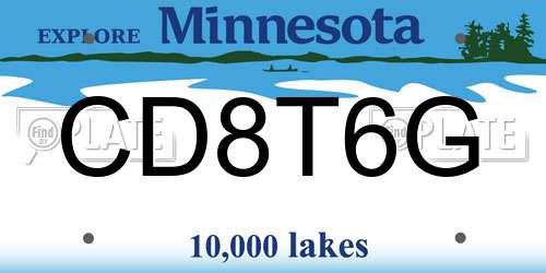 CD8T6G Minnesota License Plate