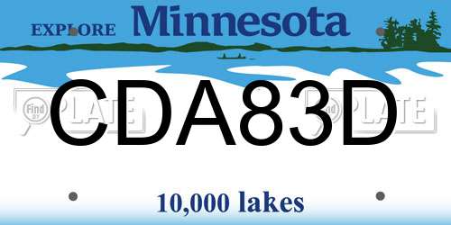 CDA83D Minnesota License Plate