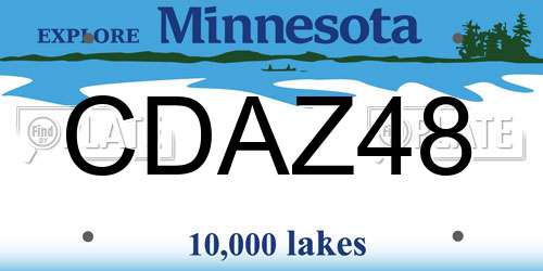 CDAZ48 Minnesota License Plate